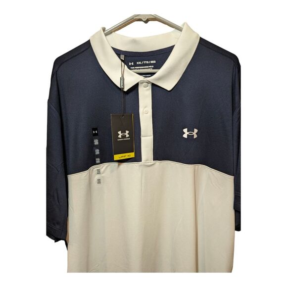 Under Armour Performance Colorblock Polo 3.0 blue and white.  Men's XXL. - Picture 1 of 6